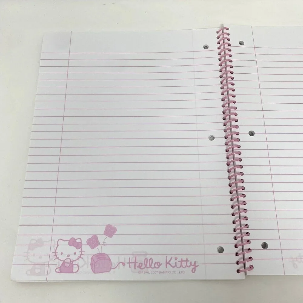 Sanrio Hello Kitty Wide Rule Spiral Notebook Preowned Approx 60 Pages